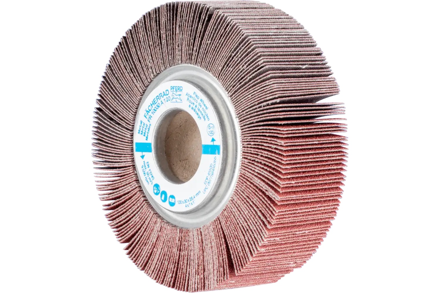 Picture of Pferd Unmounted Flap Wheel, 4" X 1, 1" Arbor, 120 Grit, Aluminum Oxide